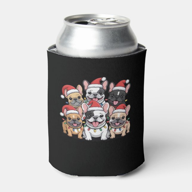 Christmas French Dogs Oversized T-Shirt Can Cooler (Can Front)