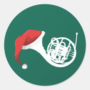 Christmas French Horn Shirt - Santa French Horn Classic Round Sticker