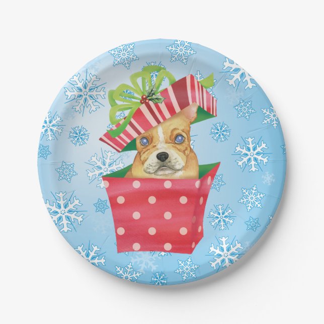 Christmas Frenchie Paper Plate (Front)