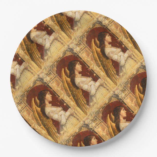 Christmas Fresco Angel Paper Plate (Front)