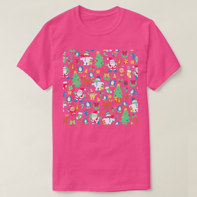 Christmas Friends Pattern T-Shirt (Design Front)