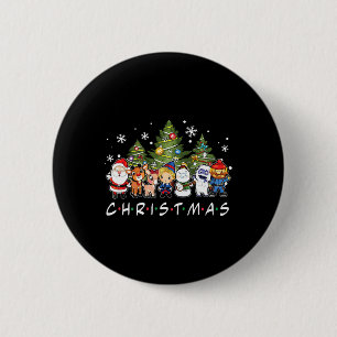 Christmas Friends Santa Rudolph Snowman Family Xma 6 Cm Round Badge