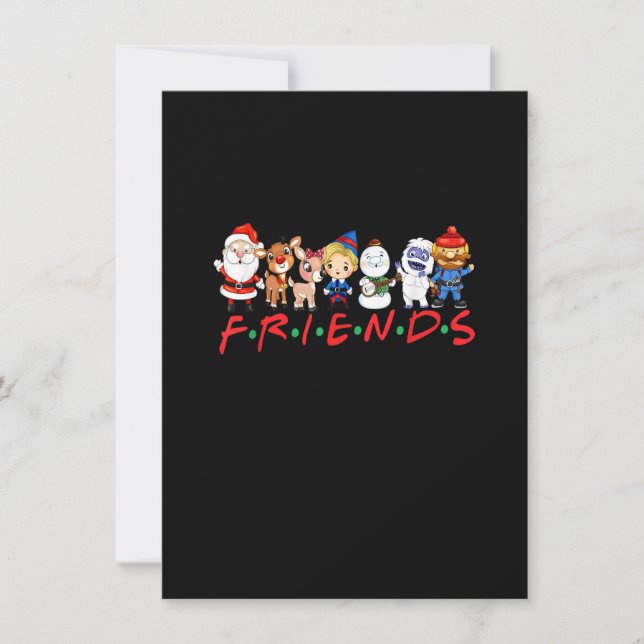 Christmas Friends Santa Rudolph Snowman Family Xma Invitation (Front)