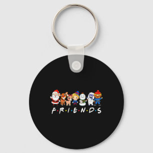 Christmas Friends Santa Rudolph Snowman Family Xma Key Ring
