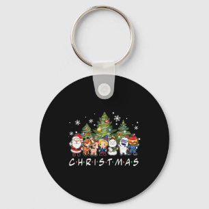 Christmas Friends Santa Rudolph Snowman Family Xma Key Ring