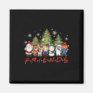 Christmas Friends Santa Rudolph Snowman Family Xma Magnet