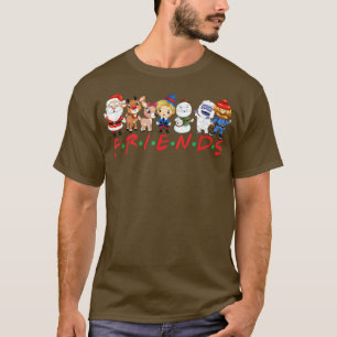 Christmas Friends Santa Rudolph Snowman Family Xma T-Shirt