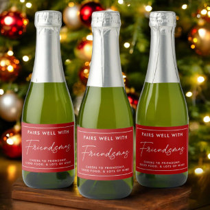 Christmas Friendsmas Party Favours Sparkling Wine Label