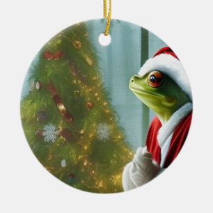 Christmas Frog Ceramic Tree Decoration