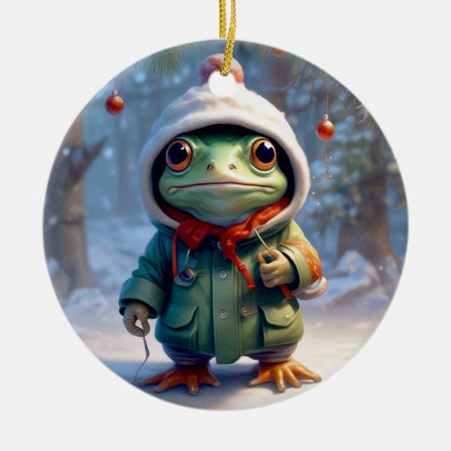 Christmas Frog Ceramic Tree Decoration (Front)