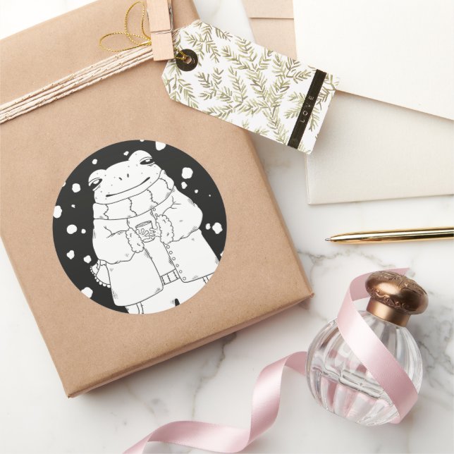 Christmas Frog Classic Round Sticker (Gifting)