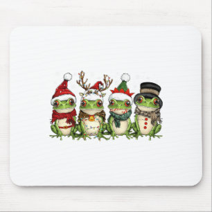 Christmas Frog Crew Santa Elf Reindeer Xmas Lights Mouse Pad