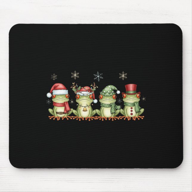 Christmas Frog Funny Men Women Kids Cute Hoppy Xma Mouse Pad (Front)