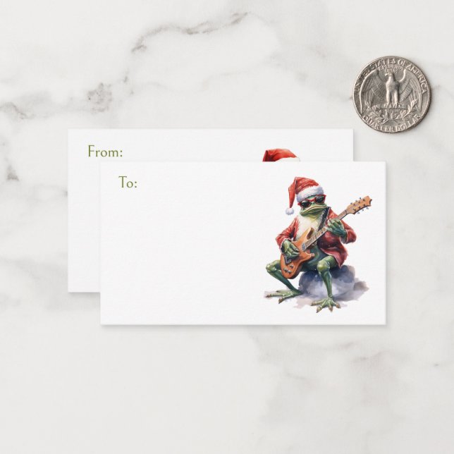 Christmas Frog Rock Band To/From Gift Card (Front/Back In Situ)