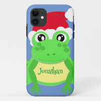 Christmas Frog Santa Hat Blue Novelty