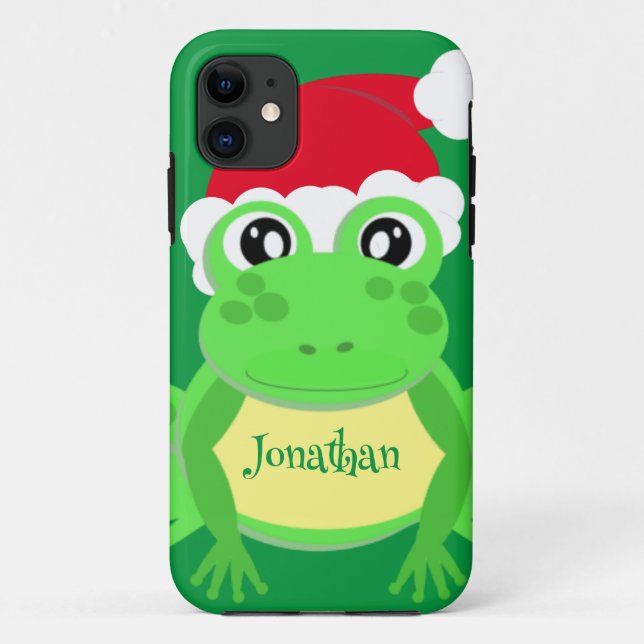Christmas Frog Santa Hat Green Novelty  Case-Mate iPhone Case (Back)