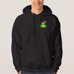 Christmas Frog Santa Hat Novelty Funny Black Hoodie