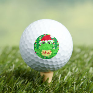 Christmas Frog Santa Hat Pattern Green Novelty Golf Balls