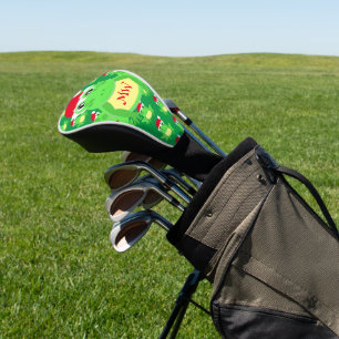 Christmas Frog Santa Hat Pattern Green Novelty Golf Head Cover