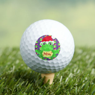 Christmas Frog Santa Hat Pattern Purple Novelty Golf Balls