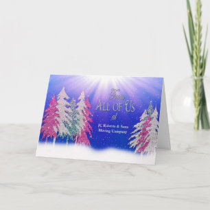 Christmas - From All of Us - Glitzy Trees Business Holiday Card