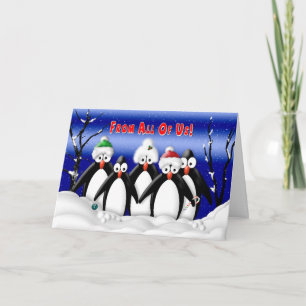 Christmas - From All of Us - Penquins - Business Holiday Card