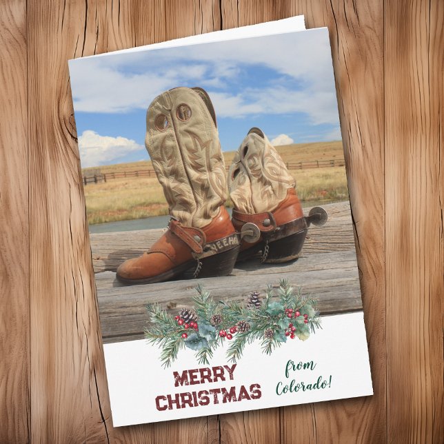 Christmas From Colorado Western Boot Holiday Card (Creator Uploaded)