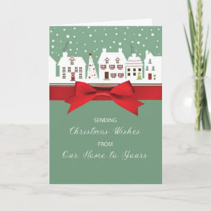 Christmas From Our Home to Yours Light Green Bow Card