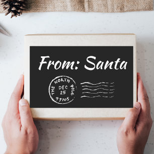 Christmas From Santa Black Gift Tag Label Sticker