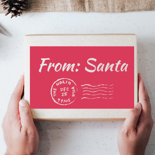 Christmas From Santa Pink Gift Tag Label Sticker