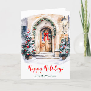 Christmas Front Porch Happy Holidays Holiday Card