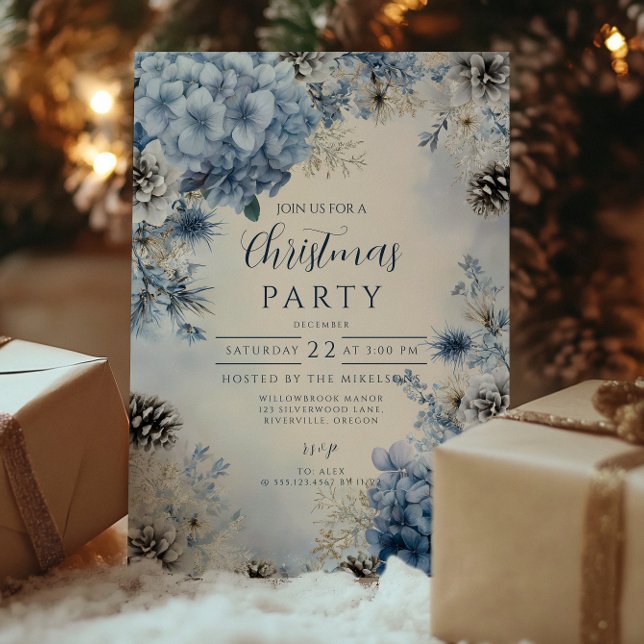 Christmas Frosted Blue Greenery Invitation (Creator Uploaded)