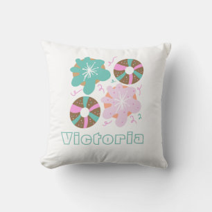 Christmas Frosted Doughnuts Pink Doodles Cushion
