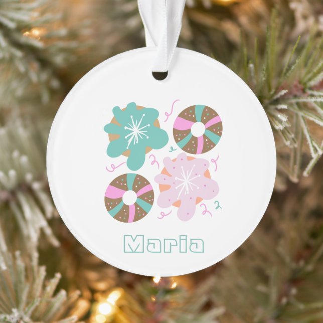 Christmas Frosted Doughnuts Pink Doodles   Ornament (Tree)