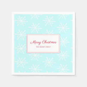 Christmas frosty blue snowflake custom holiday  napkin