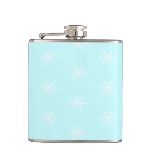 Christmas frosty blue snowflake pattern hip flask