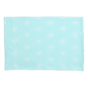 Christmas frosty blue snowflake pattern holiday pillowcase