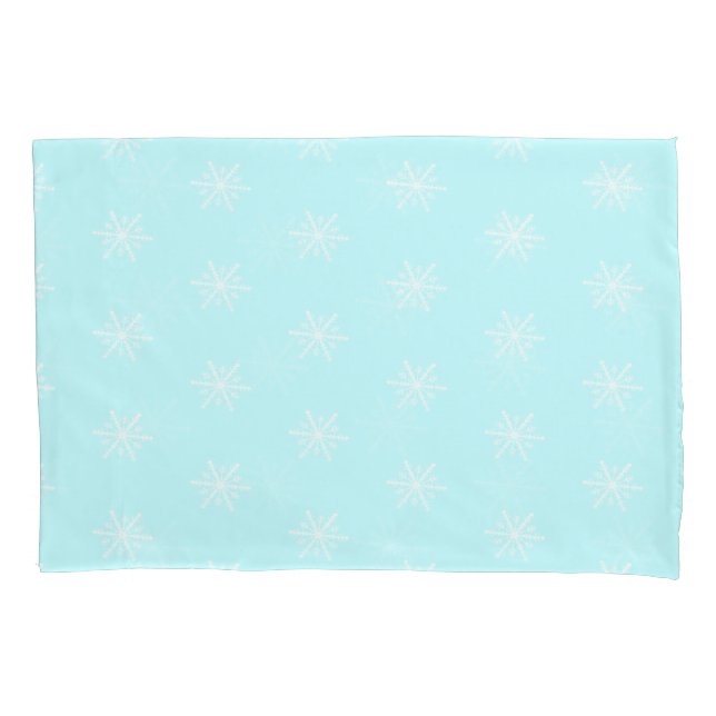 Christmas frosty blue snowflake pattern holiday pillowcase (Front)