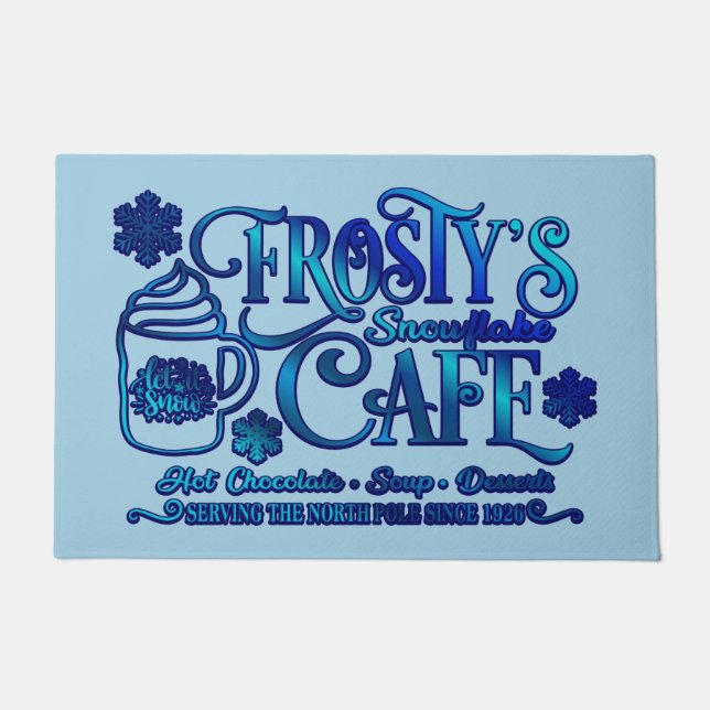Christmas Frosty's Snowflake Cafe Doormat (Front)