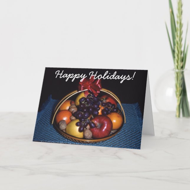 Christmas Fruit Basket Greeting Card (Front)