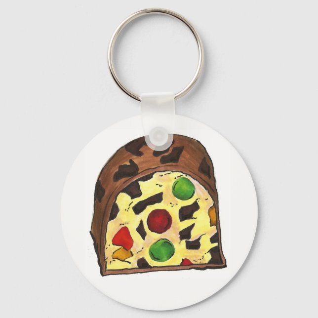 Christmas Fruit Cake Fruitcake Slice Holiday Xmas Key Ring (Front)