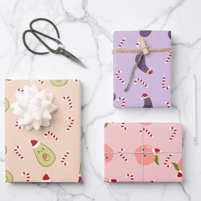 Christmas Fruit Wrapping Paper Sheet (Front)