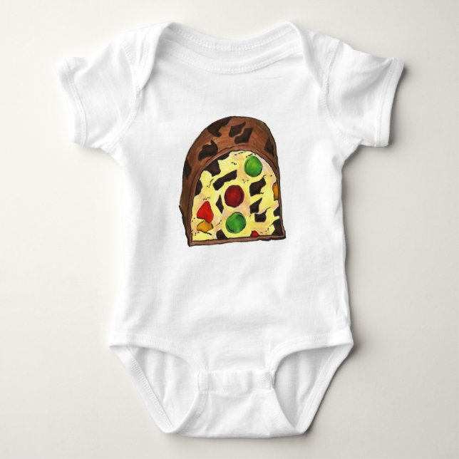 Christmas Fruitcake Fruit Cake Slice Holiday Food Baby Bodysuit (Front)