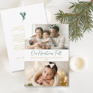 Christmas Full Hearts Simple Family Baby 2 Photos Holiday Card