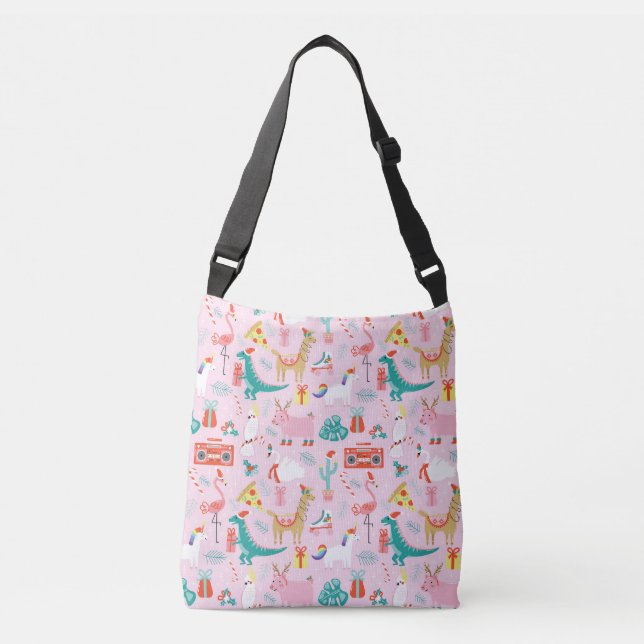 Christmas Fun: Animal Seamless Pattern. Crossbody Bag (Front)