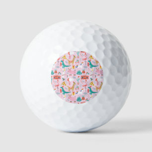 Christmas Fun: Animal Seamless Pattern. Golf Balls
