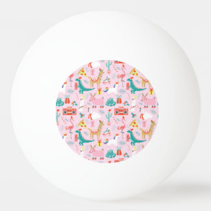 Christmas Fun: Animal Seamless Pattern. Ping Pong Ball