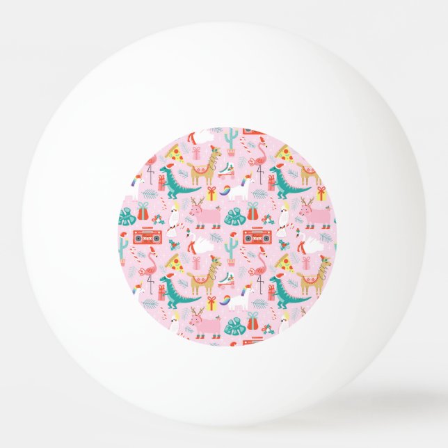 Christmas Fun: Animal Seamless Pattern. Ping Pong Ball (Front)