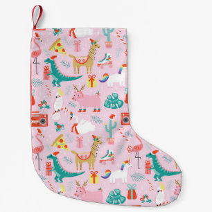 Christmas Fun: Animal Seamless Pattern. Small Christmas Stocking
