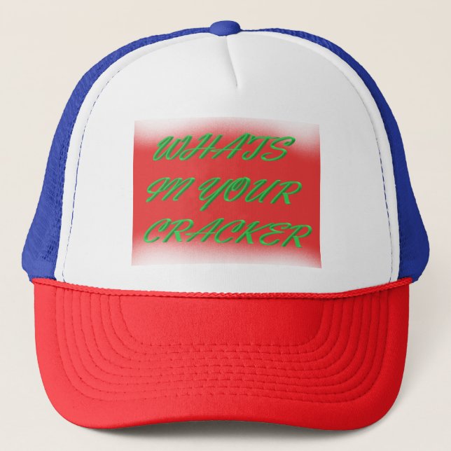Christmas fun design red white and green trucker hat (Front)